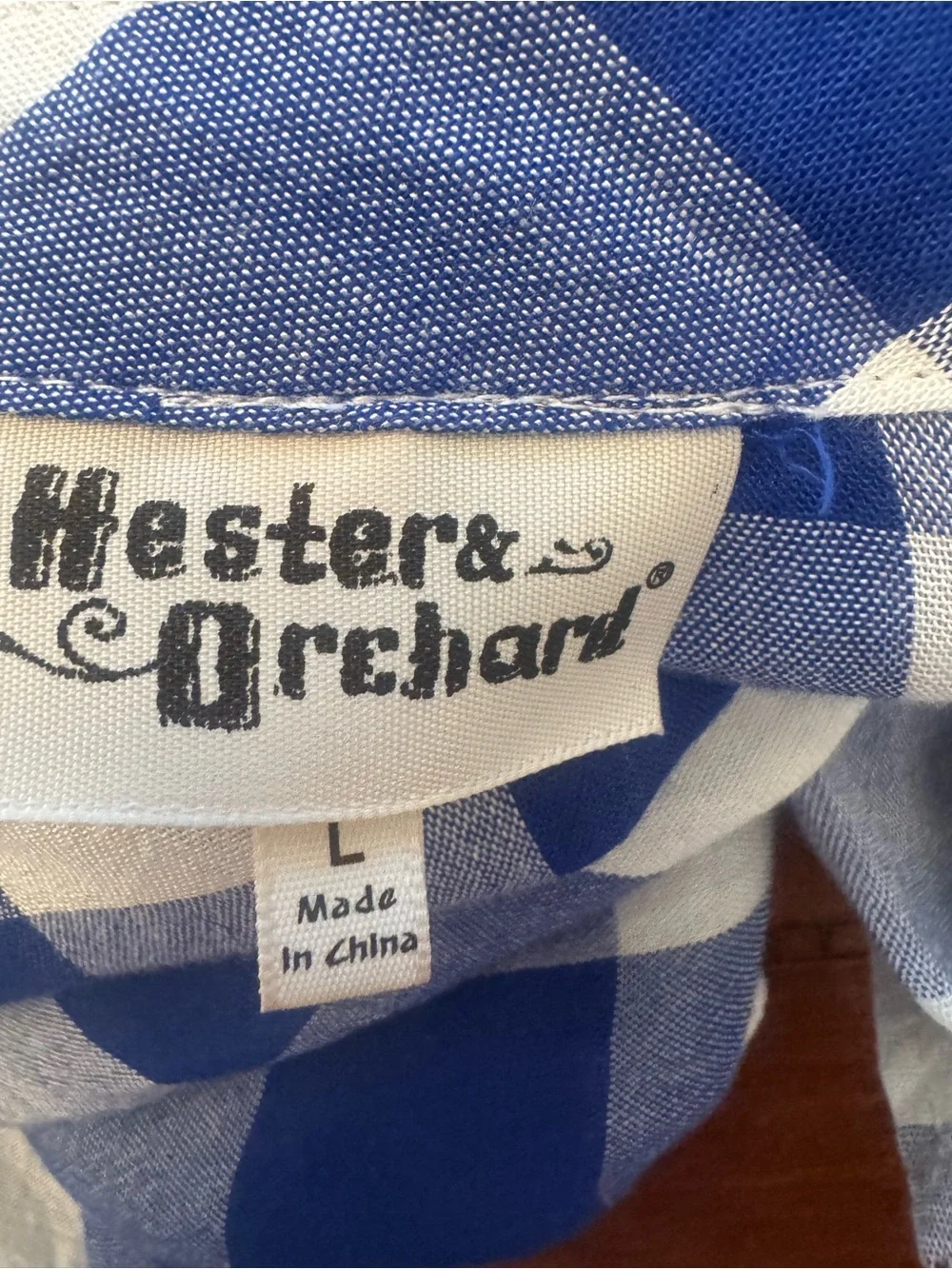 Women's Blue & White Check Button-Down Shirt - Classic Plaid - Picture 3 of 5